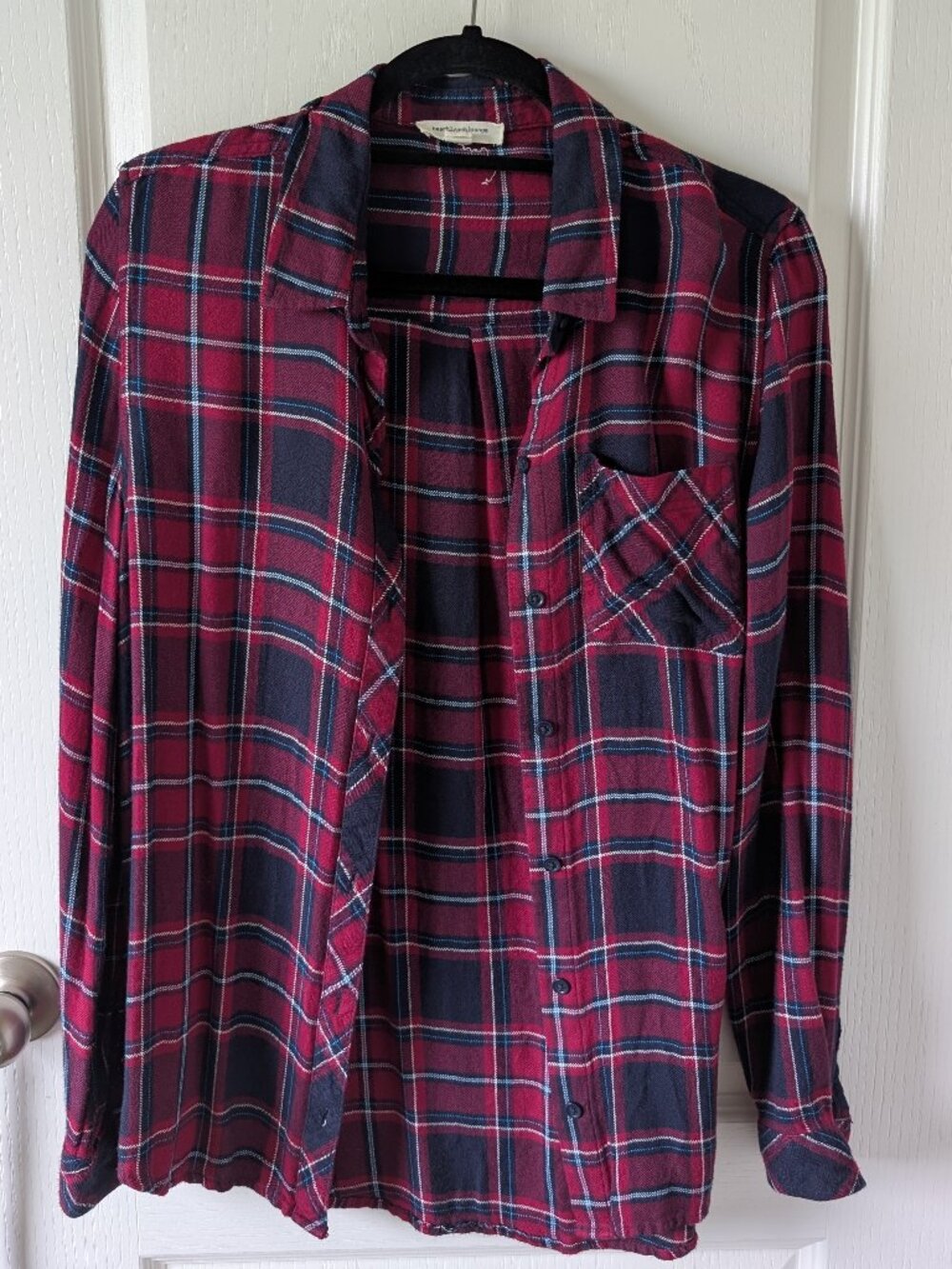 Maroon/Navy Plaid Button Up Shirt